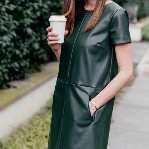 Ann Taylor Nwt Faux Leather Green Dress 